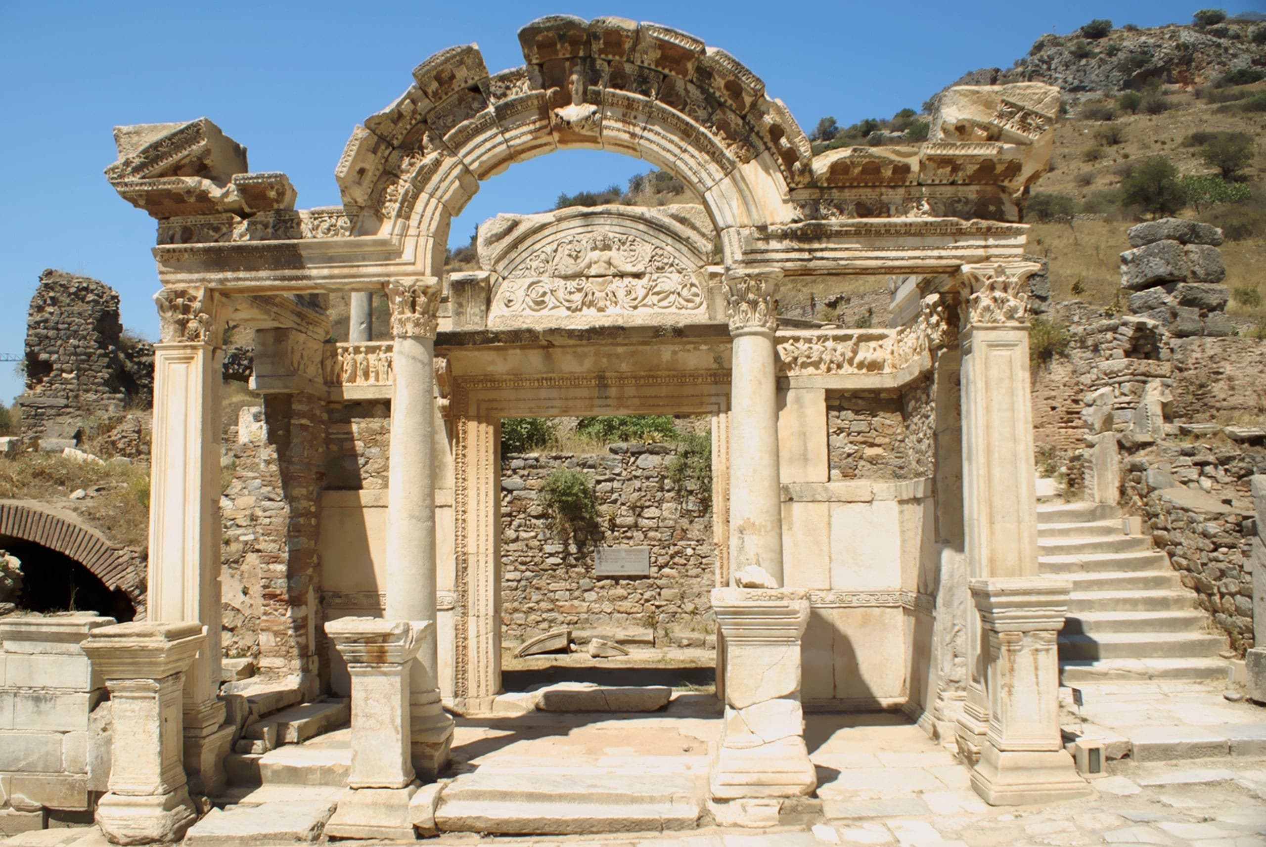 Library of Celsus standing tall under the morning sun in Ephesus — the centrepiece of the half-day group tour.